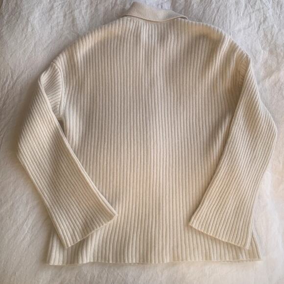 Reformation Fantino Cashmere Polo Collar Knit Button Cardigan Sweater Gossamer - Picture 9 of 11